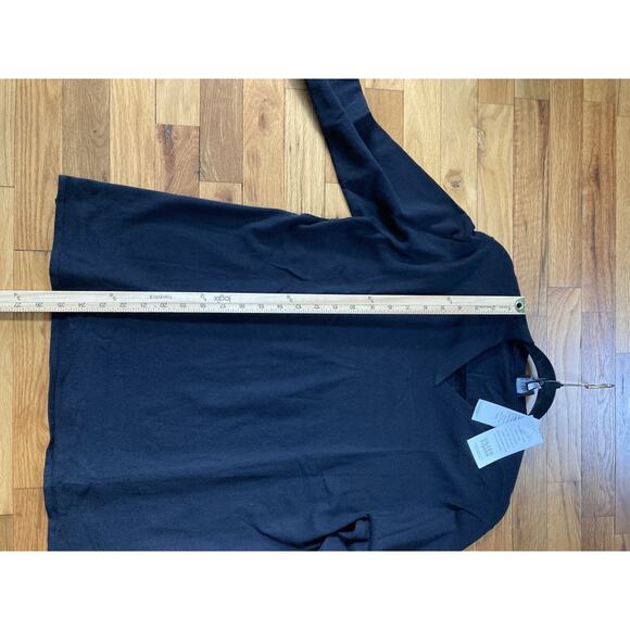 Eileen Fisher Black Viscose Nylon Jersey V-neck Long Sleeve Top Med Minimalist - Picture 6 of 7